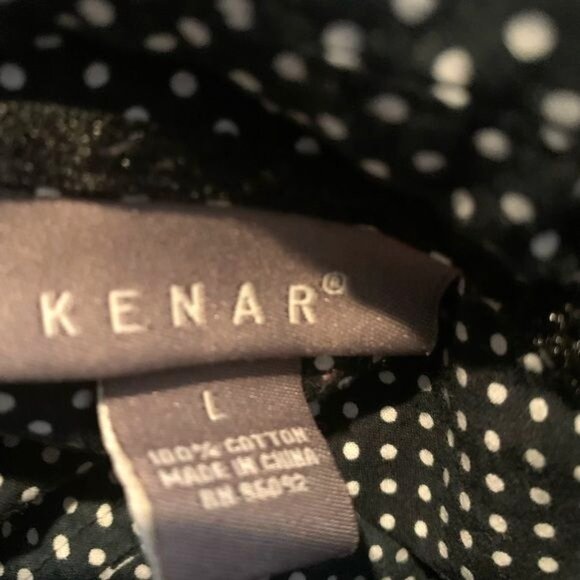 Kenar Black & White Polka Dot Button-Down Blouse L - Picture 2 of 4
